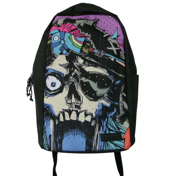 Fortnite Skull Trooper Backpack Kids Black Colorful Game School Bag - Picture 1 of 3